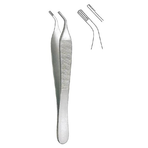 Adson Brown delicate tissue forceps angled 12cm - 9x9 teeth