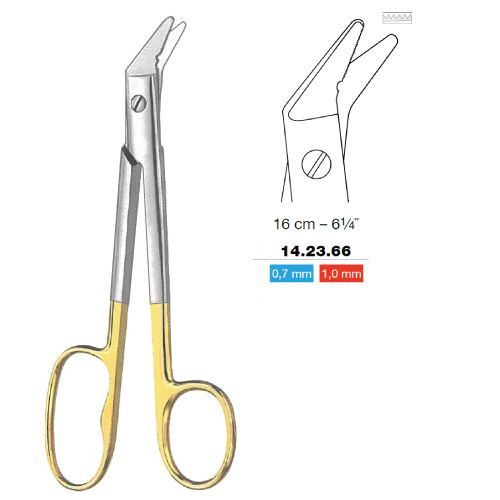 Wire cutting scissors Universal TC, 1 blade serrated