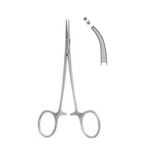 Micro Halsted hemostatic forceps 12.5cm - Curved 1x2 Teeth