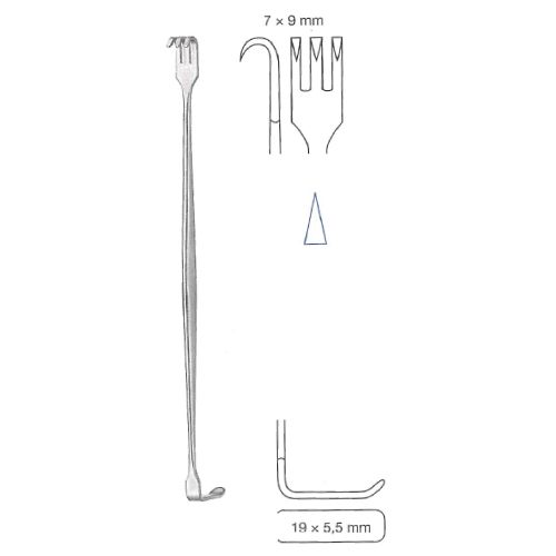 Senn Miller "cats paw" retractor double ended 16cm