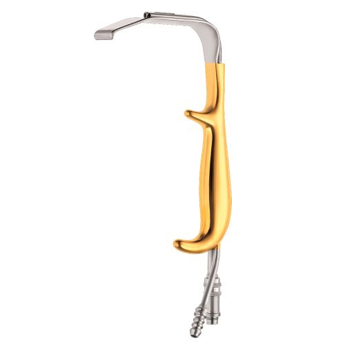 Tebbetts retractor with fibre optic illumination and irrigation tube