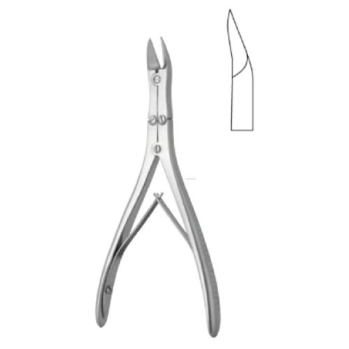 McIndoe bone cutting forceps 18cm, angled on flat, slender pattern