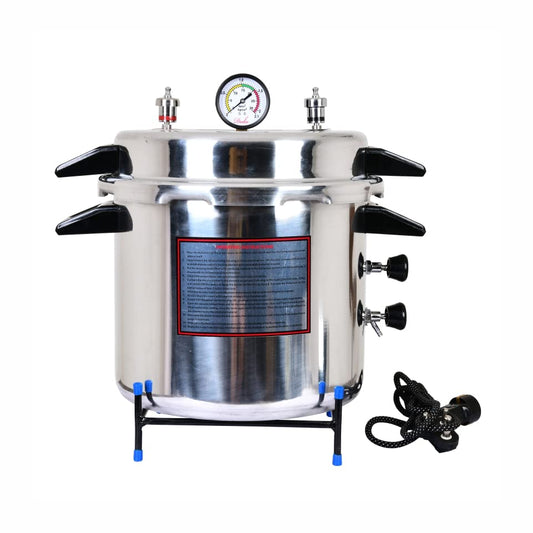 23 L Autoclave Sterilizer Electric Heavy Duty Aluminium Pressure Cooker Type in Mirror Finish (Capacity and Size approx. 12" Dia. X 12" H)