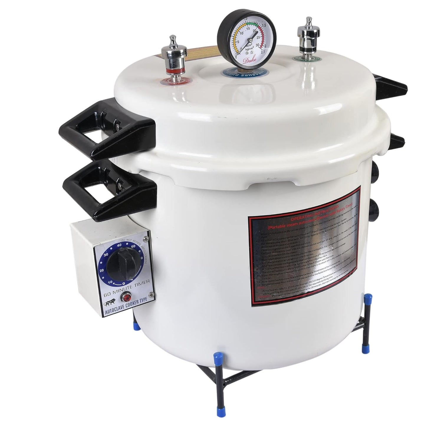 23 L Autoclave Sterilizer Heavy Duty Aluminium Pressure Cooker Type in Epoxy Finish & timer (Capacity and Size approx. 23 Ltrs, 12" Dia. X 12" H)