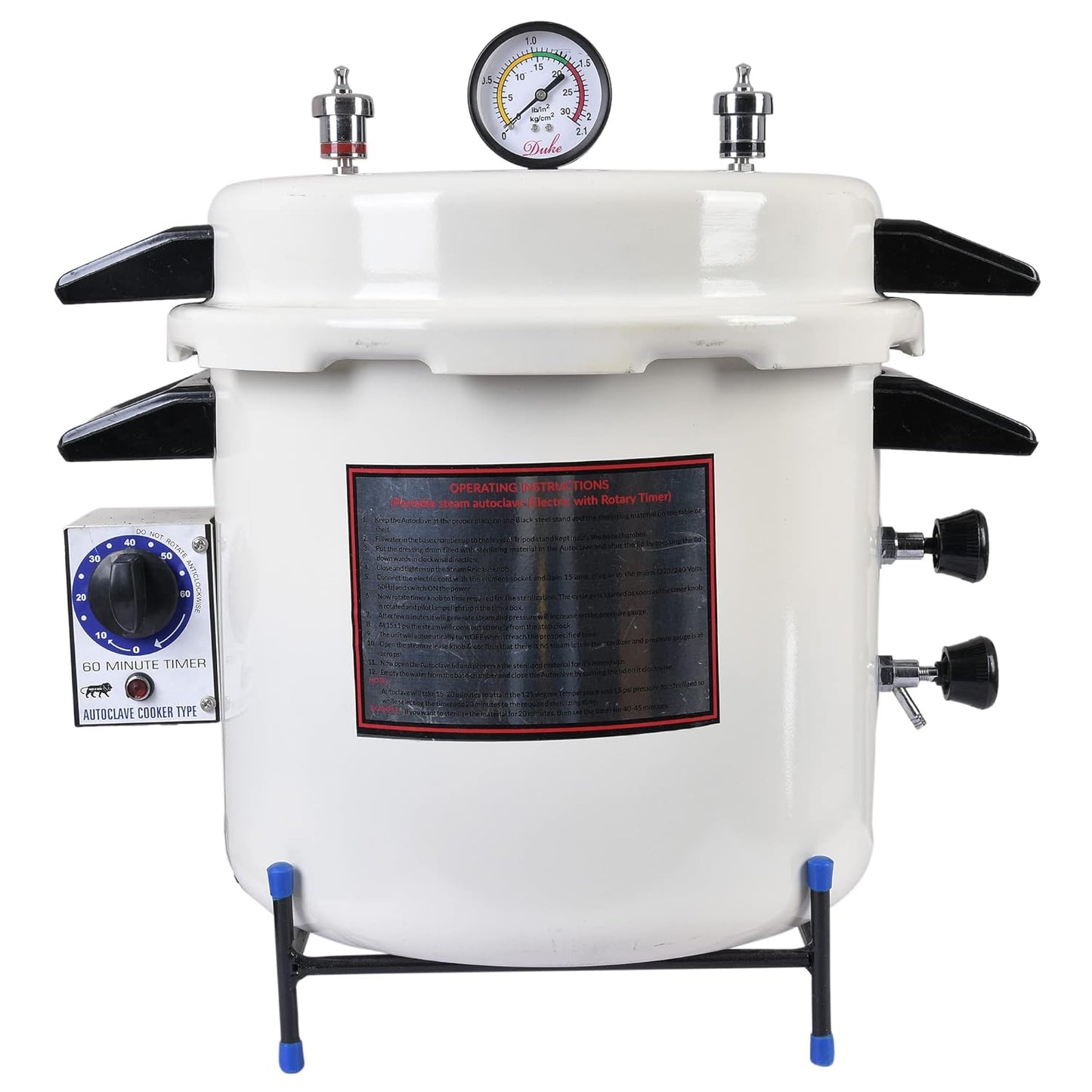 23 L Autoclave Sterilizer Heavy Duty Aluminium Pressure Cooker Type in Epoxy Finish & timer (Capacity and Size approx. 23 Ltrs, 12" Dia. X 12" H)