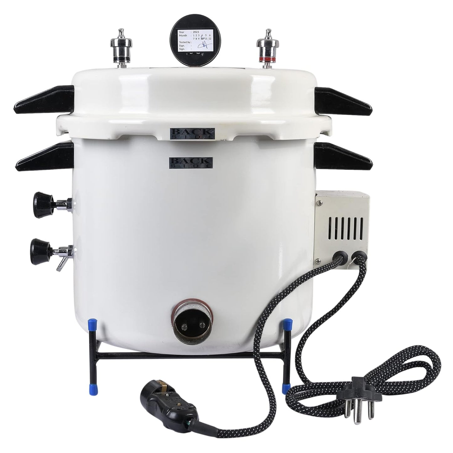 23 L Autoclave Sterilizer Heavy Duty Aluminium Pressure Cooker Type in Epoxy Finish & timer (Capacity and Size approx. 23 Ltrs, 12" Dia. X 12" H)