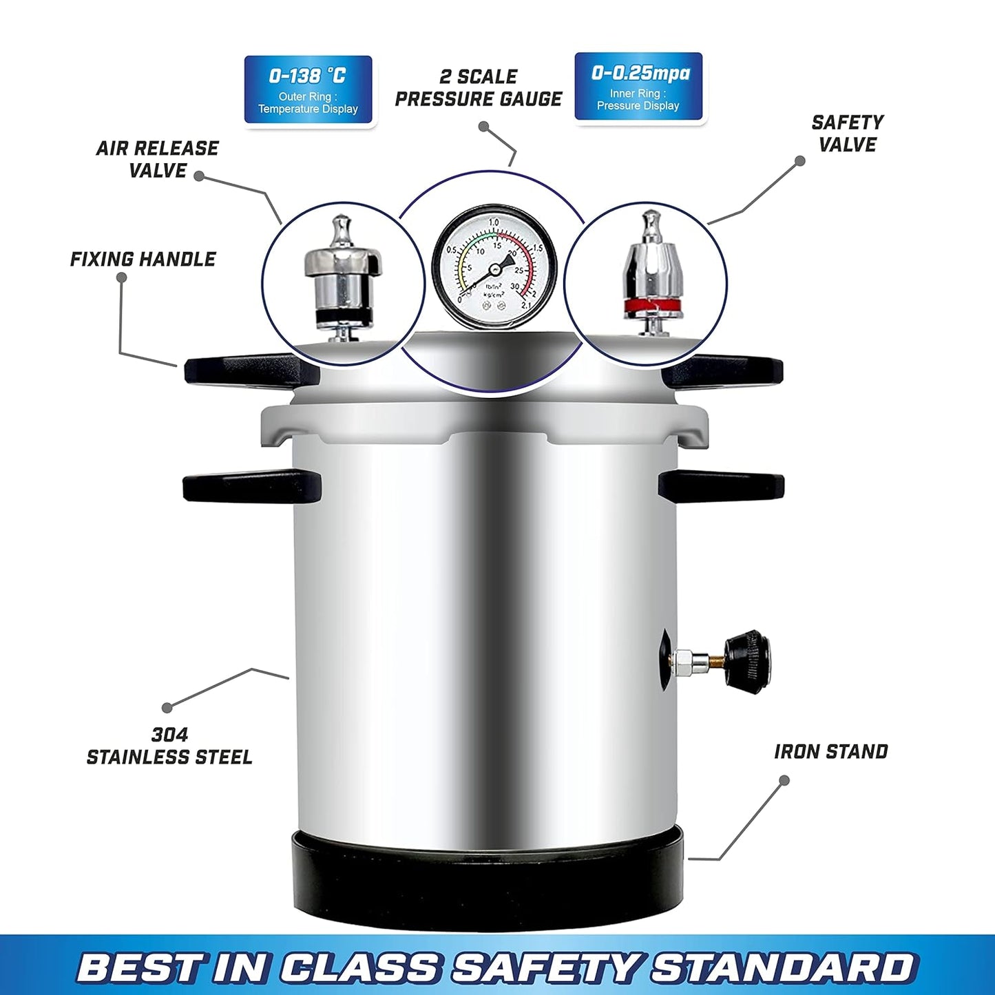 13 L Autoclave Sterilizer Electric & 8x8, 6X6 Sterilizer Dressing Drum Heavy Duty (Size 11x9 inch)