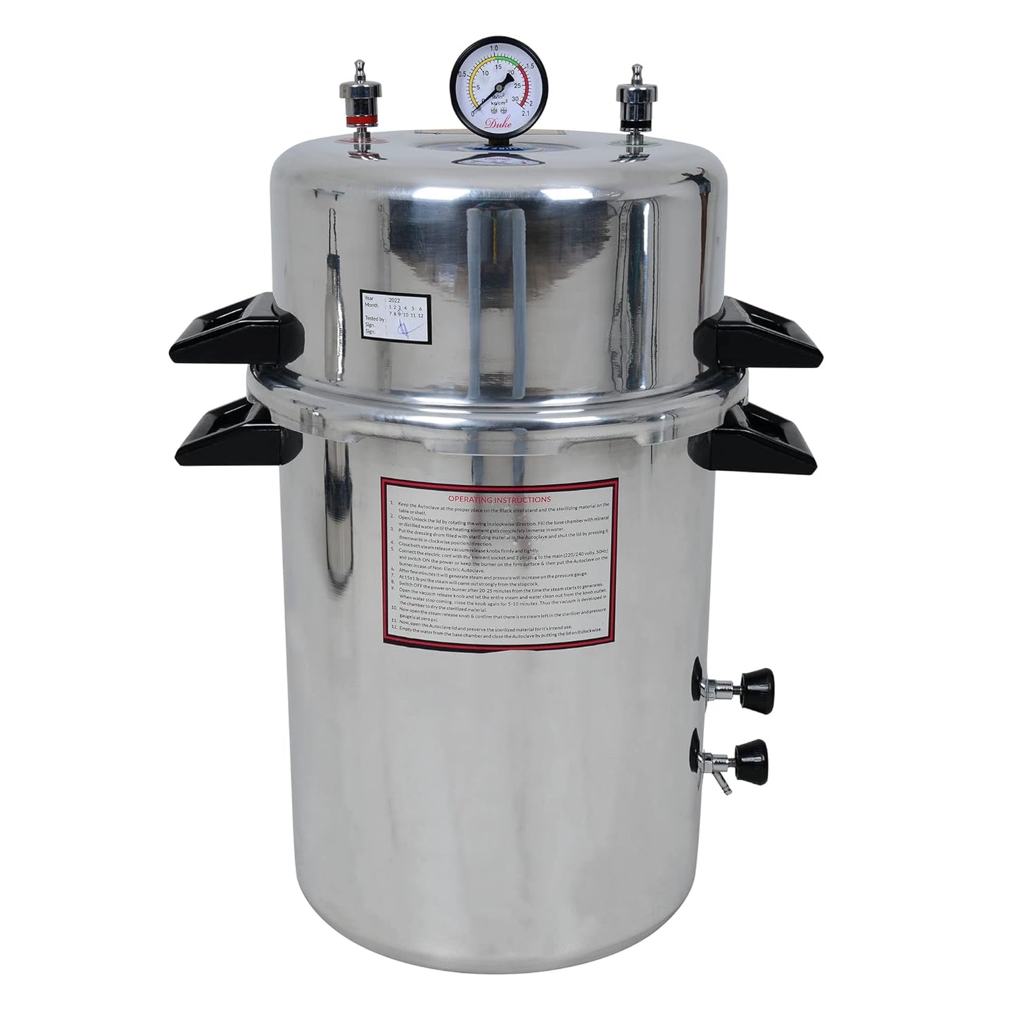 39 L Autoclave Sterilizer Heavy Duty Aluminium Pressure Cooker Type