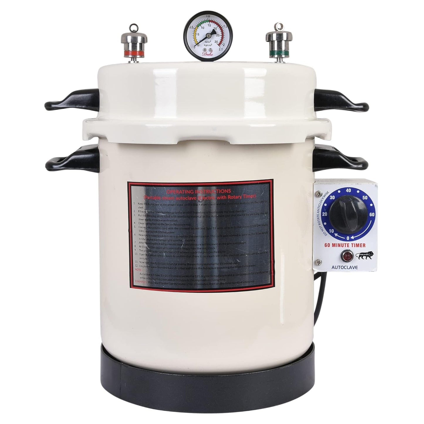 13 LAutoclave Sterilizer Electric with timer & 8x8 Sterilizer Dressing Drum Heavy Duty in Epoxy Finish (Size 11x9 inch)